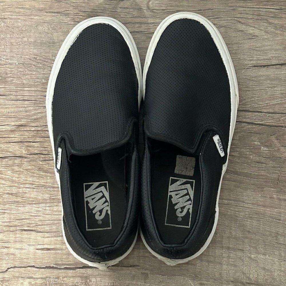 Vans Asher Perforated Leather Women’s Shoes size 6.5 Black - Picture 7 of 8